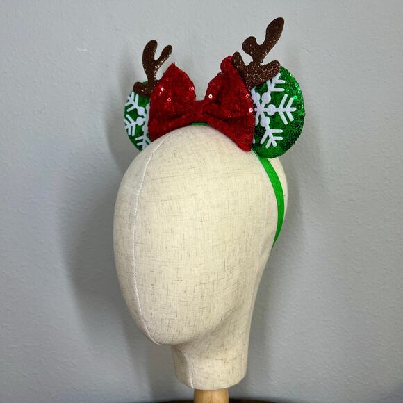 Frosty Forest Elastic Minnie Ears | Disney-Inspired Adjustable Christmas Ears - Picture 3 of 5